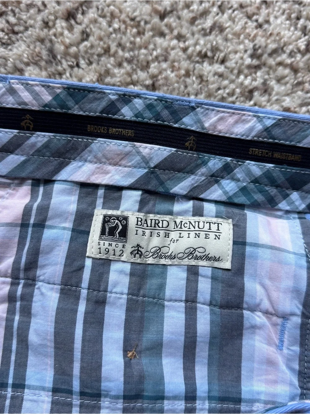 Brooks Brothers Baird McNutt Irish Linen Blue Clark Fit Pants 35W Flat Front